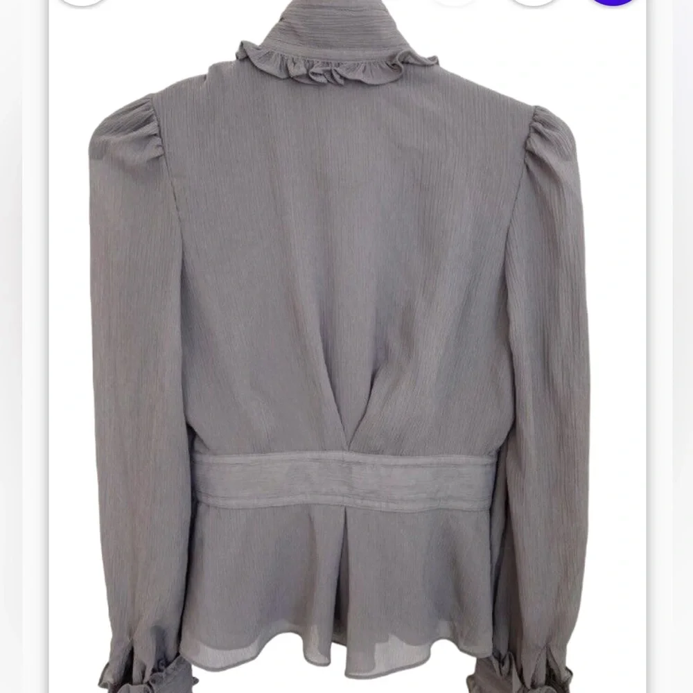 Alice Temperley for Target women’s Ruffled Victorian Gray Buttoned Blouse - Picture 3 of 17